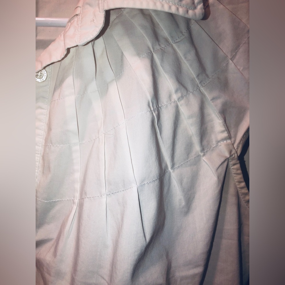 CALVIN KLIEN Pleated White Cap Sleeve Blouse. - Picture 5 of 8